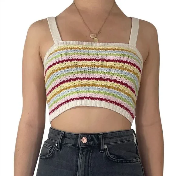 Tops Forever 21 Rainbow Crochet Tank Poshmark